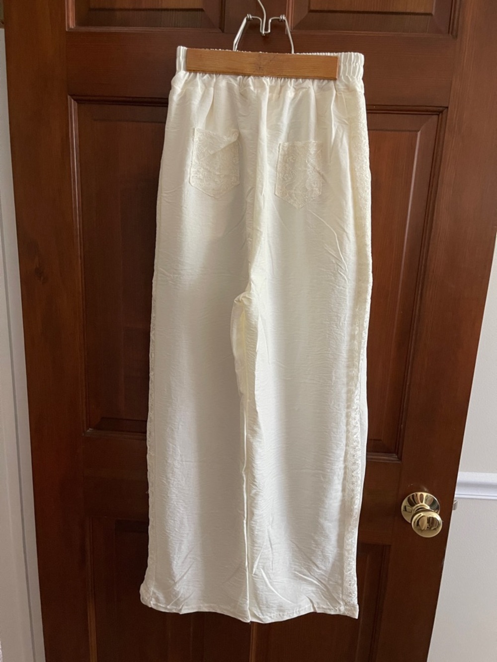Cream Wide-Leg Lounge Pants